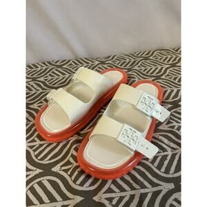 Tory Burch White and Orange Sandals